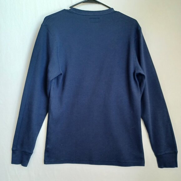 Polo Ralph Lauren Shirt Navy Blue Waffle Knit Pullover Long Sleeve Tee Mens Med - Picture 7 of 9